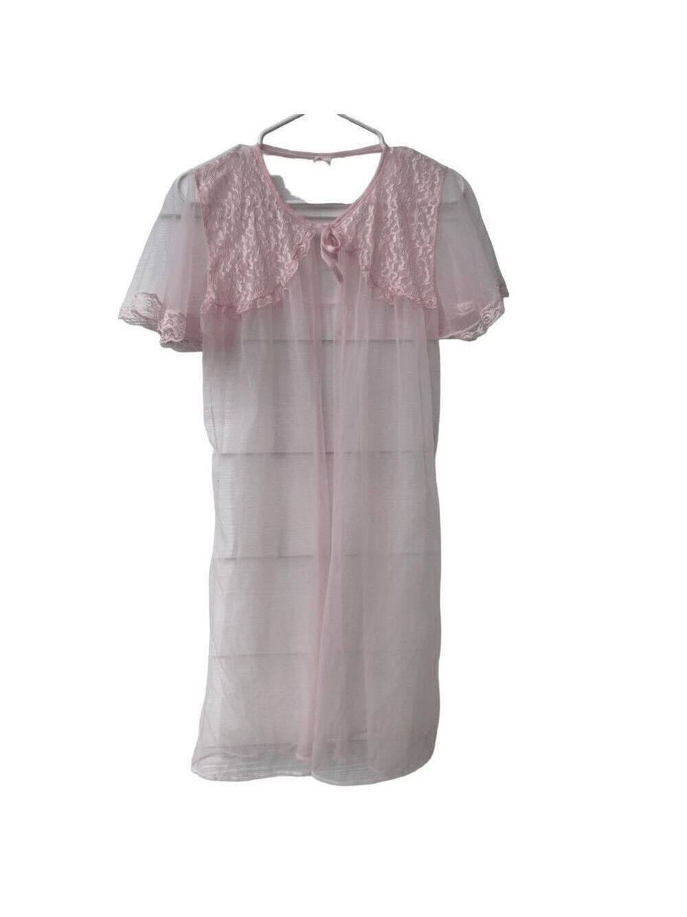 VTG 70s nightie pastel pink Peignoir size XL - Picture 6 of 10